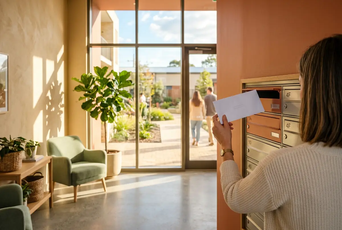 Le courrier du mois dans le hall d'une résidence