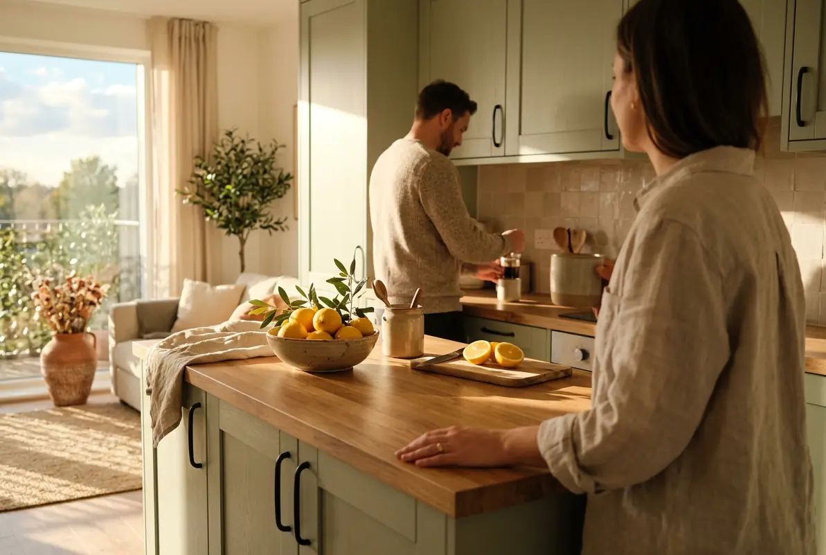 Cuisine ouverte d'un appartement neuf