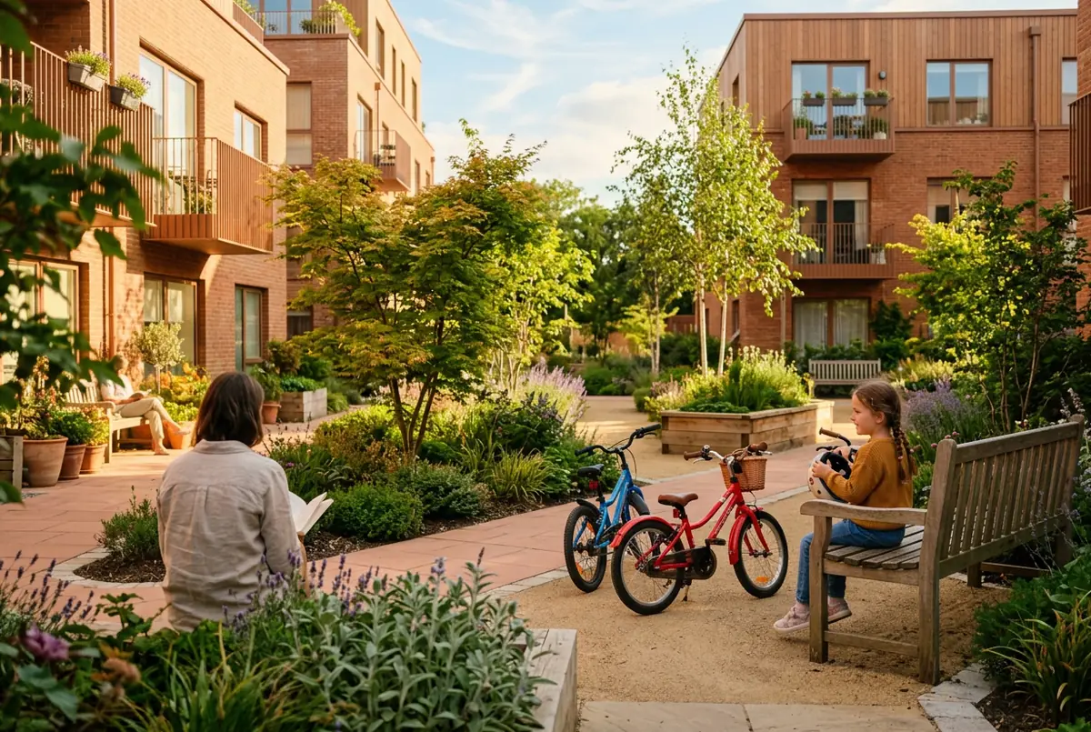 Jardin intérieur d'une résidence neuve