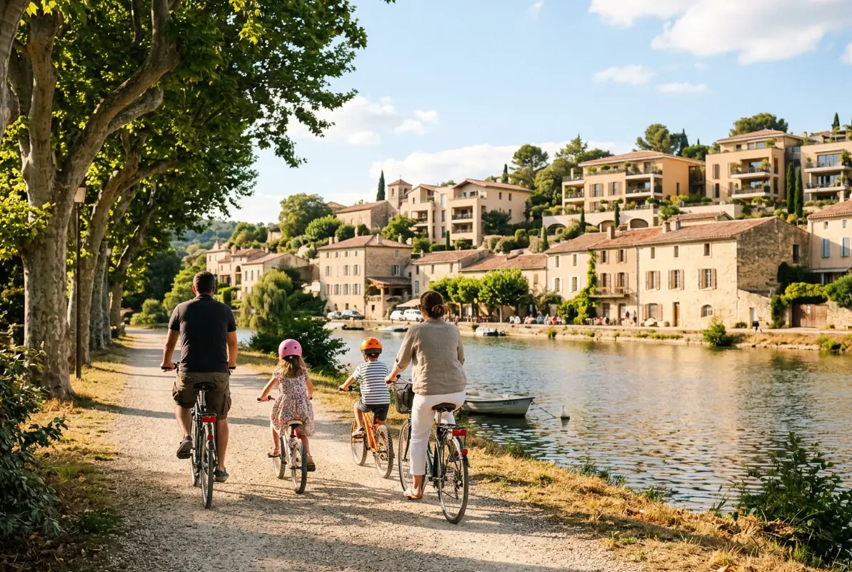 Promenade au bord de la Seine dans une petite ville