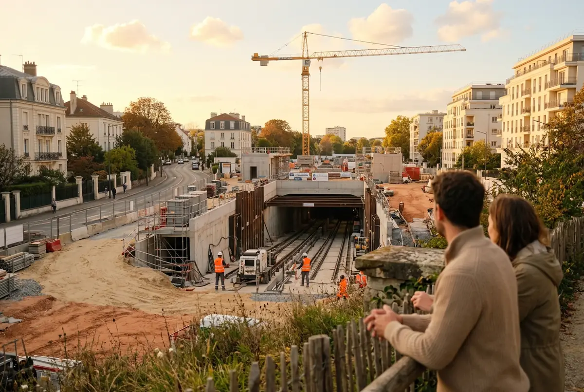 Chantier d'une future gare du métro automatique
