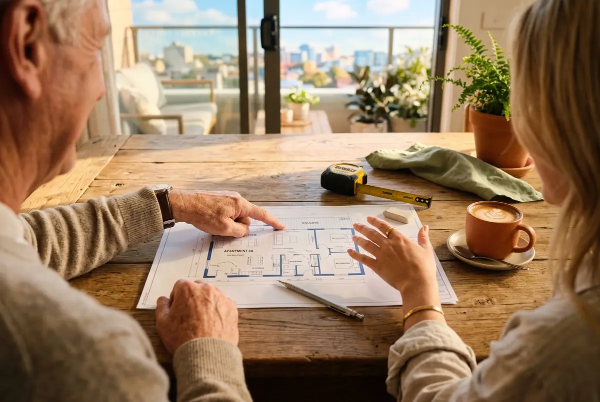 Étude du plan d'un appartement sur plan
