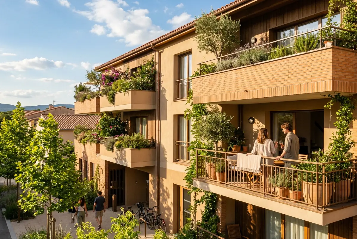 Résidence neuve aux balcons plantés dans le Sud-Ouest